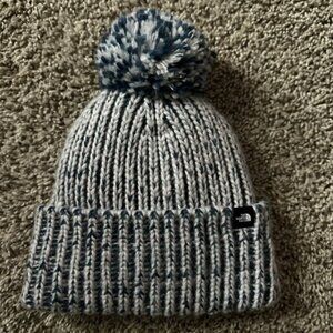 The North Face Youth Beanie Fleece Lining Pom Pom Pink Blue One Size
